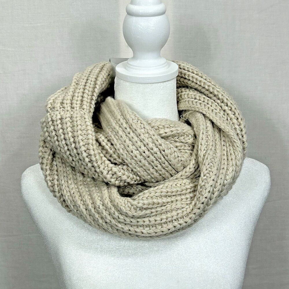 West Loop Infinity Scarf Womens Cream Color Loose Knit Acrylic Fall Winter